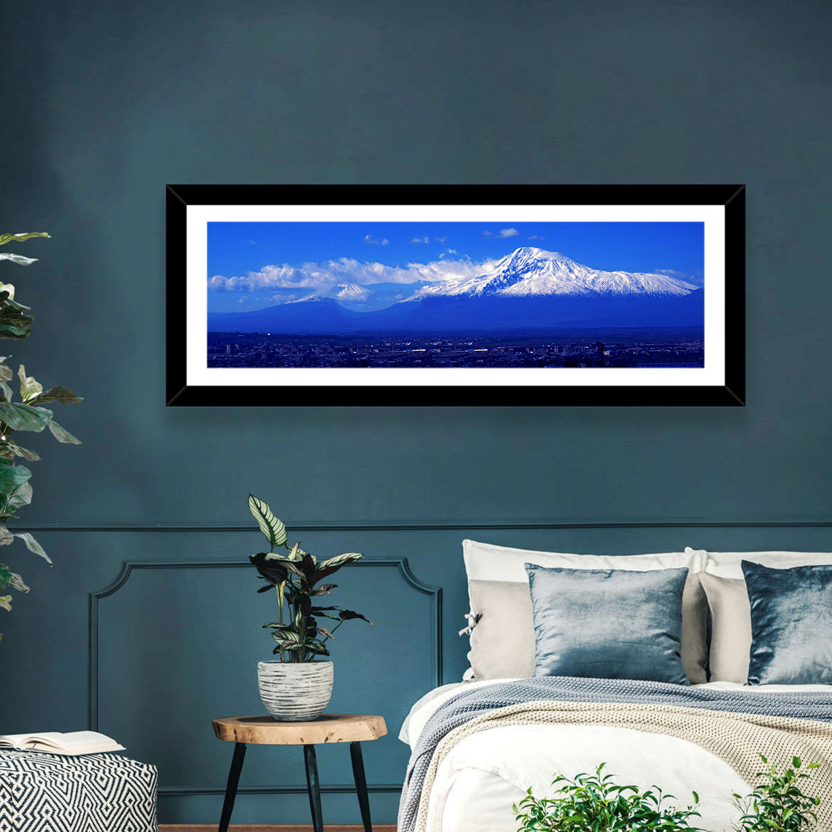 Mount Ararat Over Yerevan Wall Art in a room, panoramic