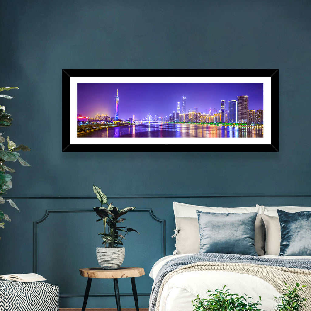 Guangzhou Skyline Night Over Pearl River Wall Art