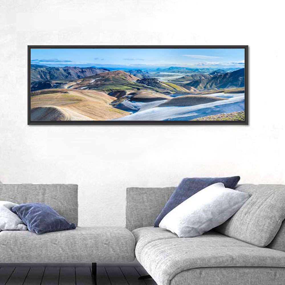 Rhyolite Mountain Range Wall Art in a room, panoramic