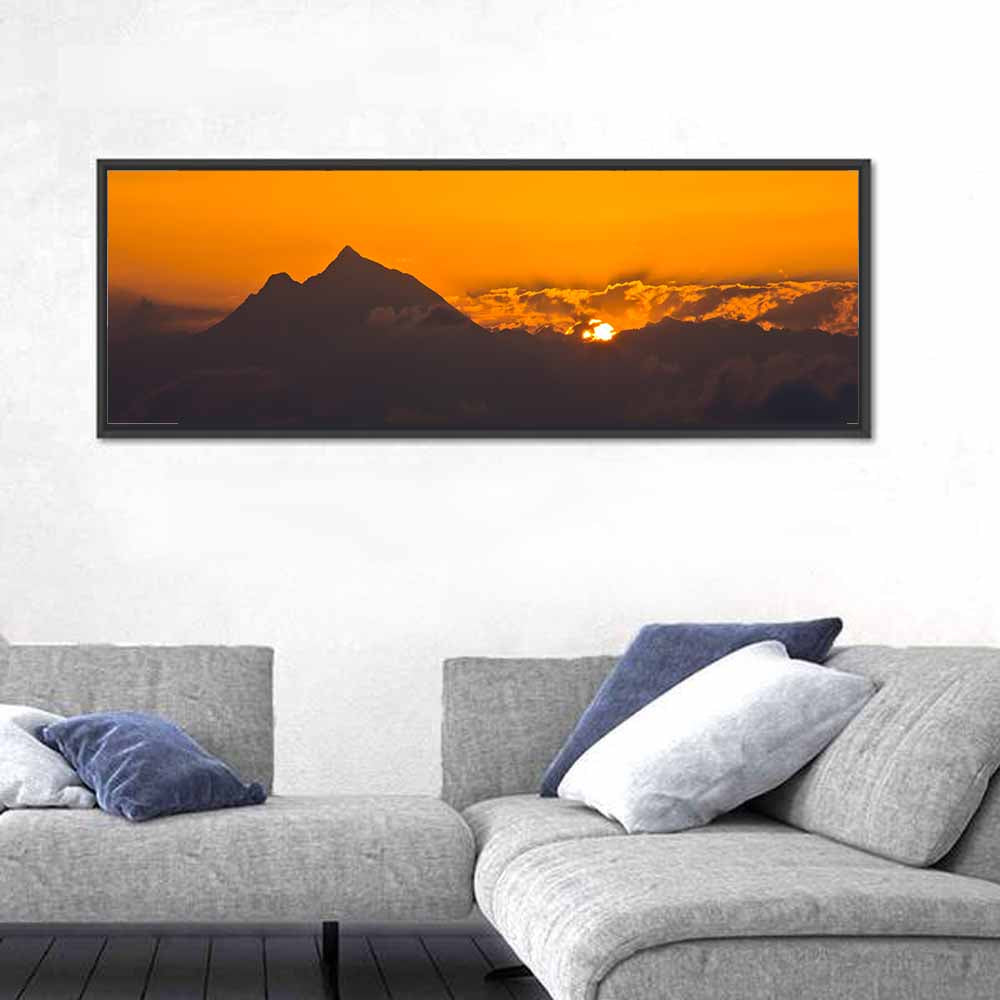 Athos Mountain Sunrise Wall Art in a room, panoramic