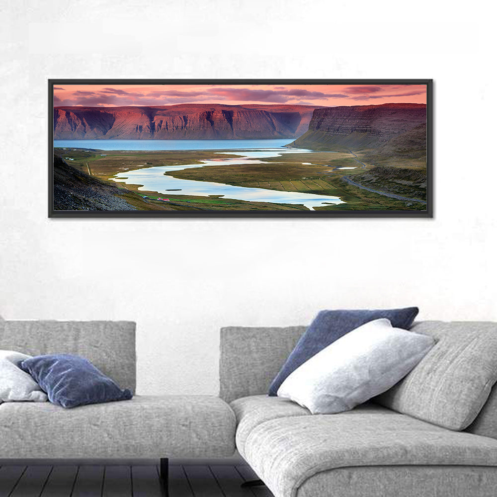 Westfjords Dusk, Iceland Wall Art in a room, panoramic