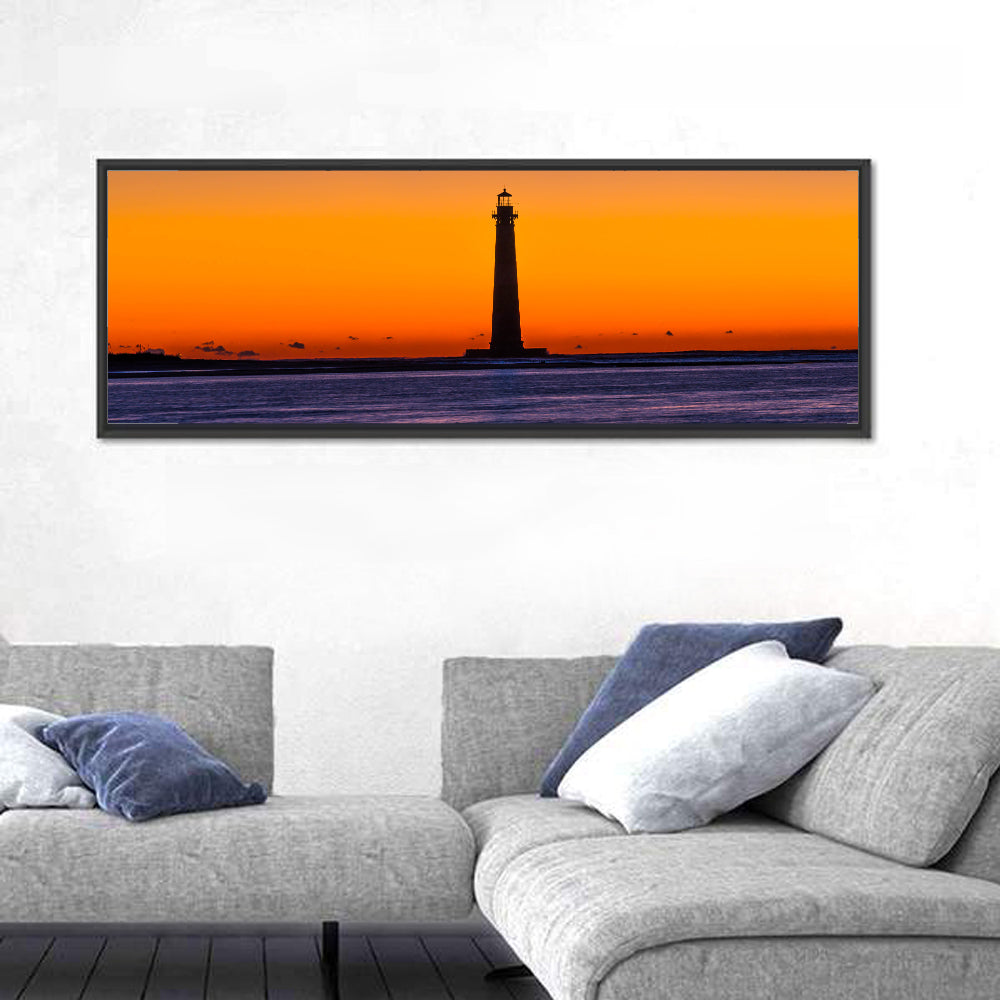 Minimalist Lighthouse Silhouette at Twilight Wall Art