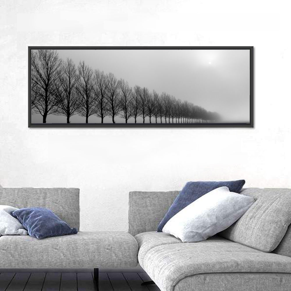 Foggy Autumn Trees Row Wall Art