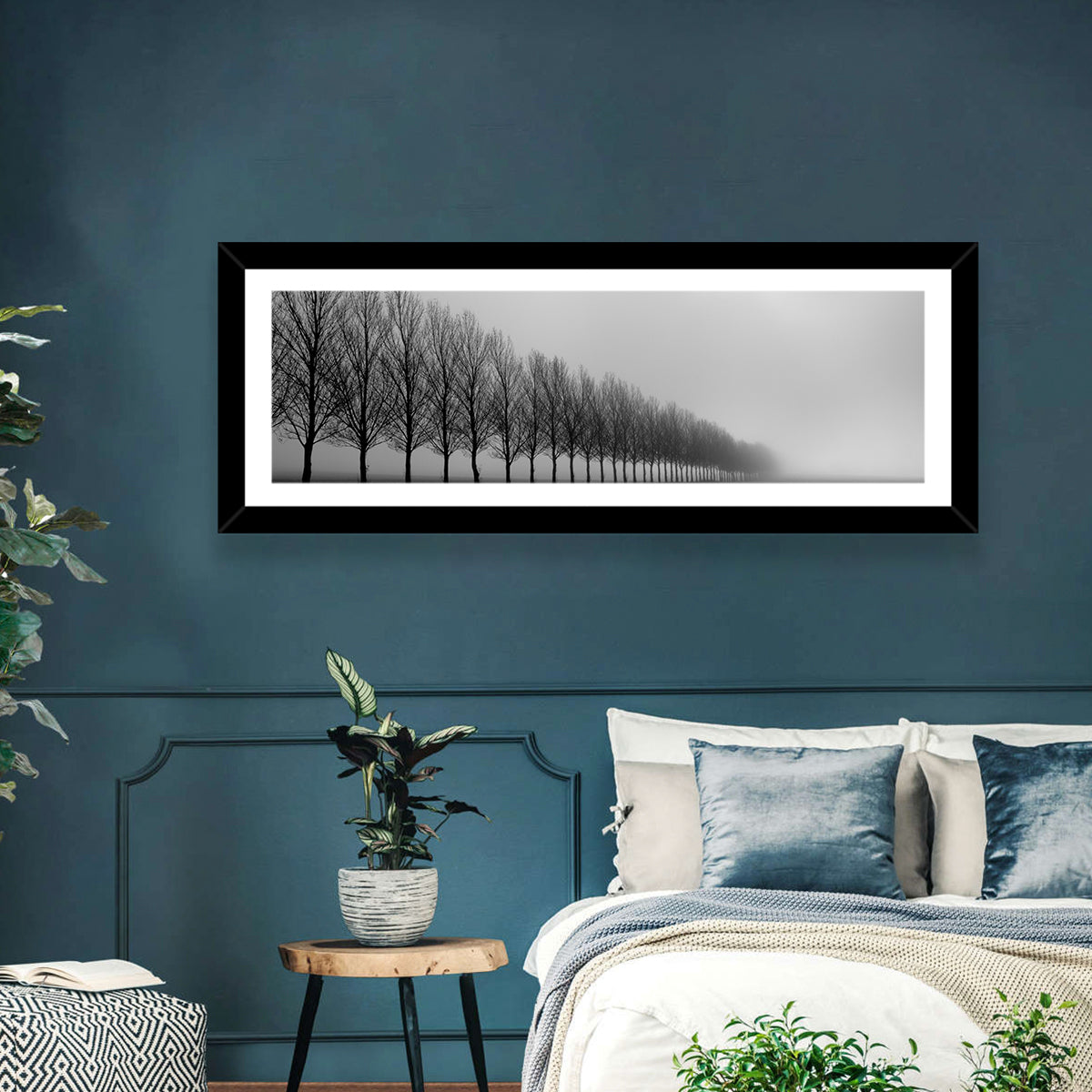 Misty Row of Bare Trees Wall Art