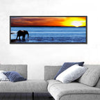 Elephant Silhouette at Beach Sunset Wall Art