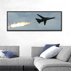 Fighter Jet with Flaming Exhaust Wall Art