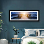 Sunlit Wooden Jetty at Dusk Wall Art