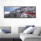 Red Train at Landwasser Viaduct Wall Art