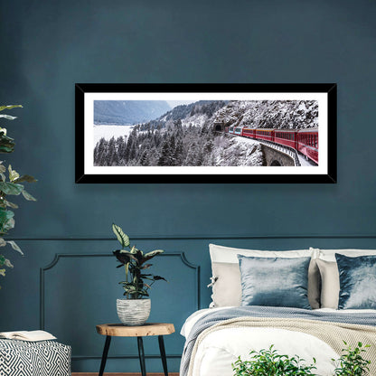 Snowy Mountain & Train Wall Art