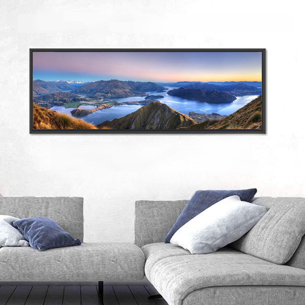 Lake Wanaka from Roys Peak Wall Art in a room, panoramic