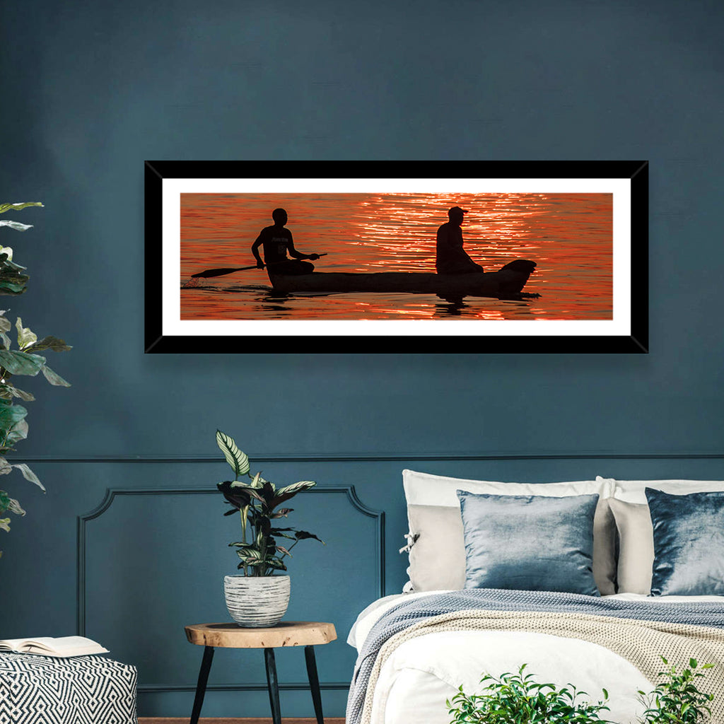 Sunset Canoe Silhouette Wall Art