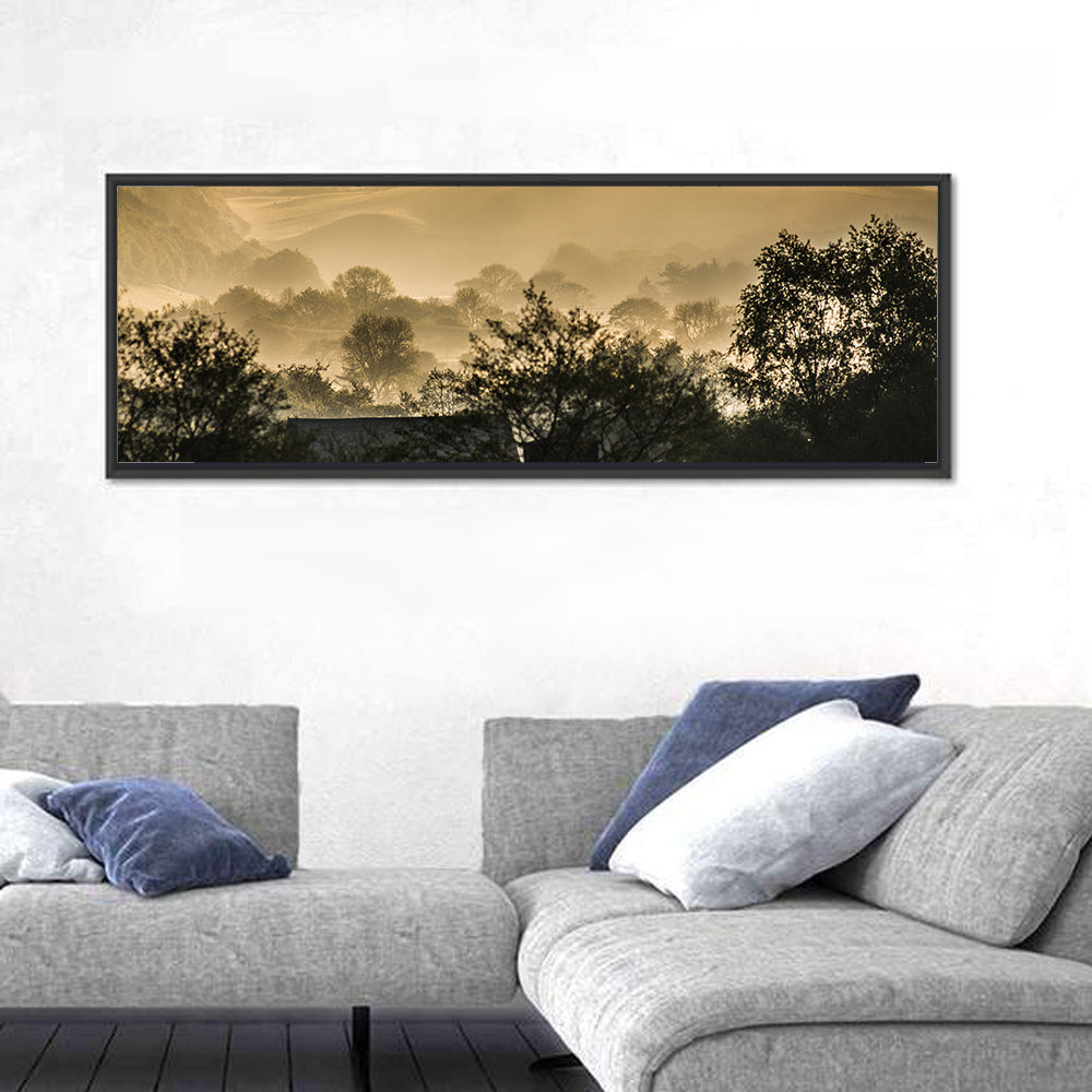 Bronze Morning Mist Over Hills Wall Art