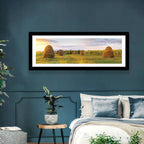 Haystacks at Sunset Fieldscape Wall Art
