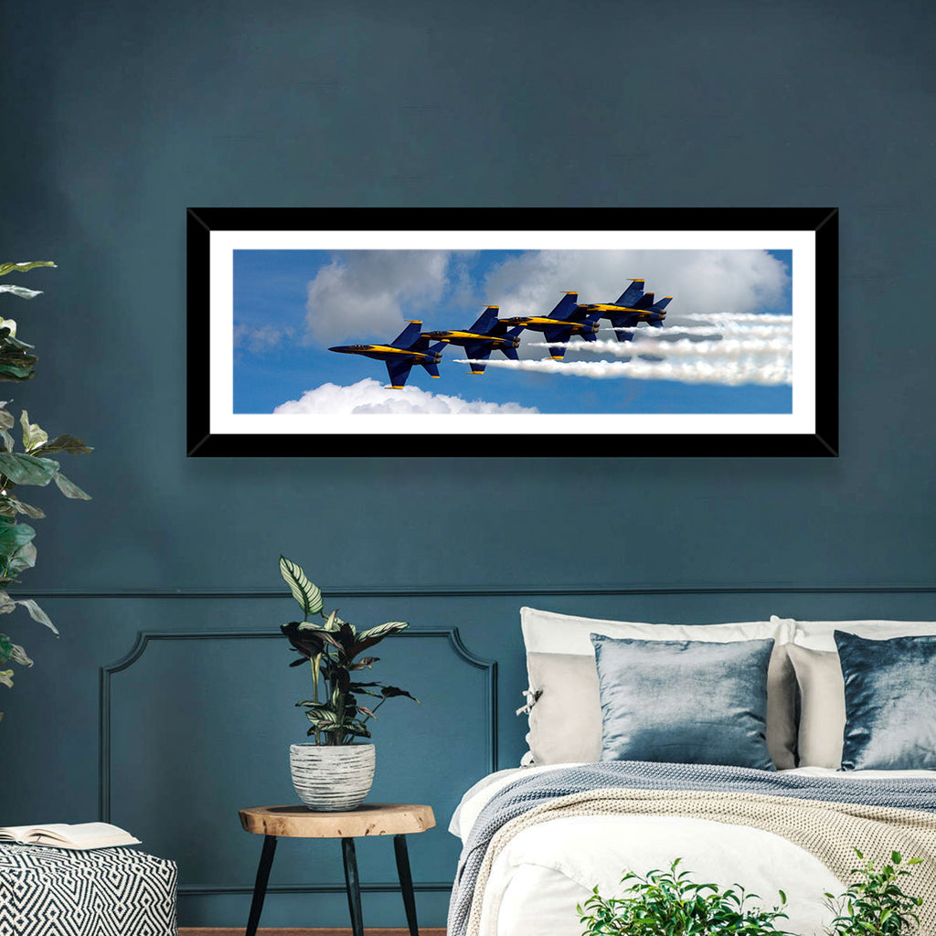 Blue and Gold Fighter Jets Wall Art