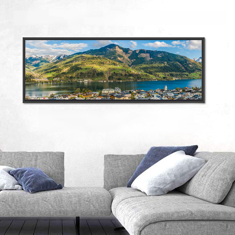 Zell Am See Lake View Wall Art in a room, panoramic