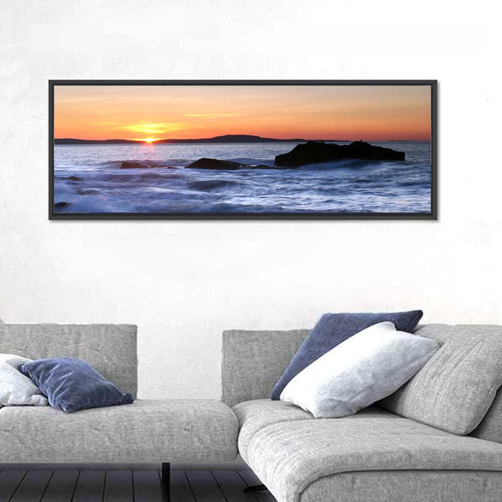 Acadia National Park Coastline Wall Art in a room, panoramic
