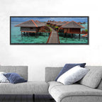 Overwater Bungalows Boardwalk Over Turquoise Sea Wall Art