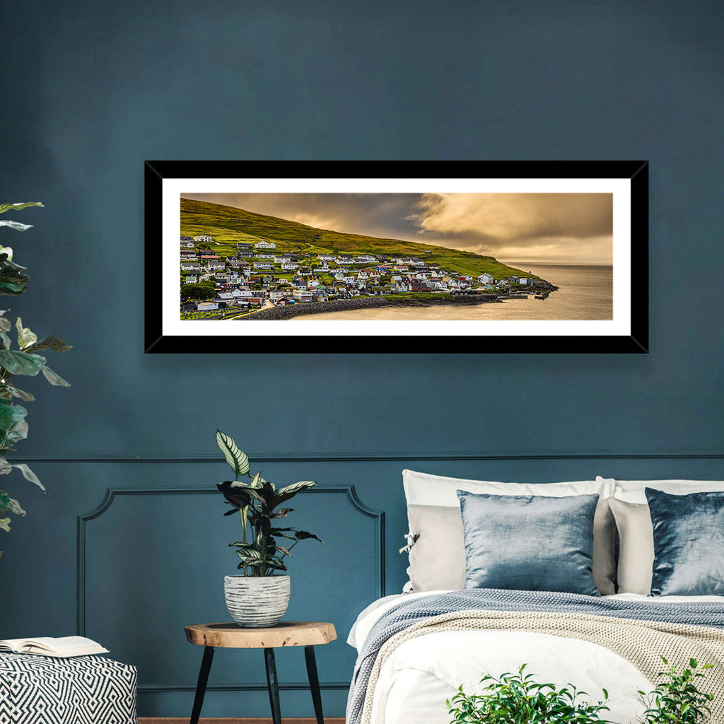 Coastal Village at Golden Hour Wall Art