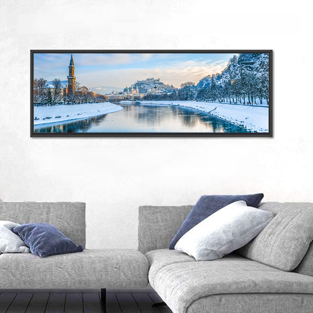 Salzach River, Salzburg Wall Art in a room, panoramic