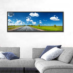 Asphalt Road Through Meadow Wall Art