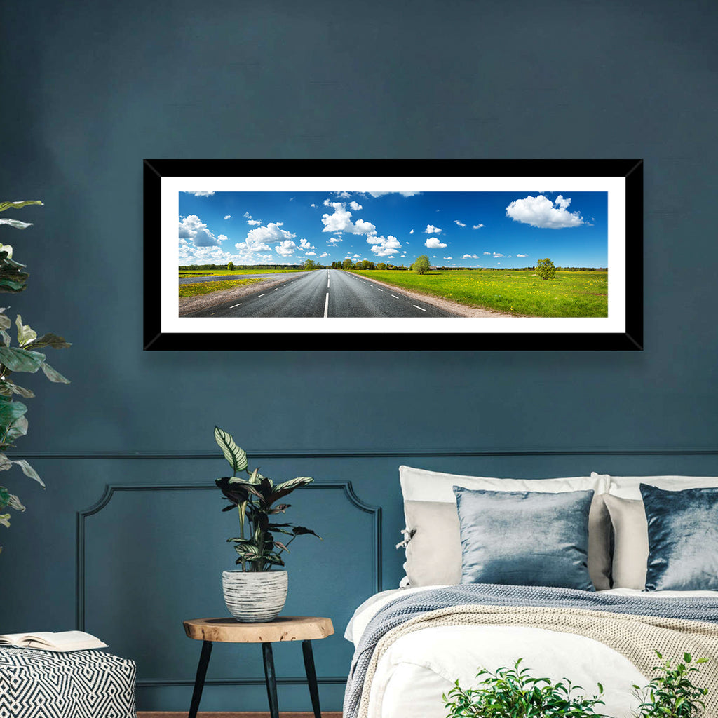 Asphalt Road Through Meadow Wall Art