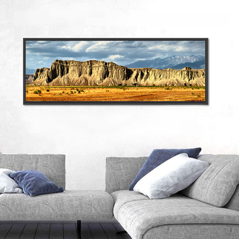Snake Mountain Ridge Cliffs Wall Art in a room, panoramic