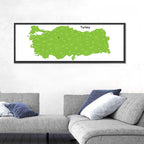 Turkey Map with Province Labels Wall Art