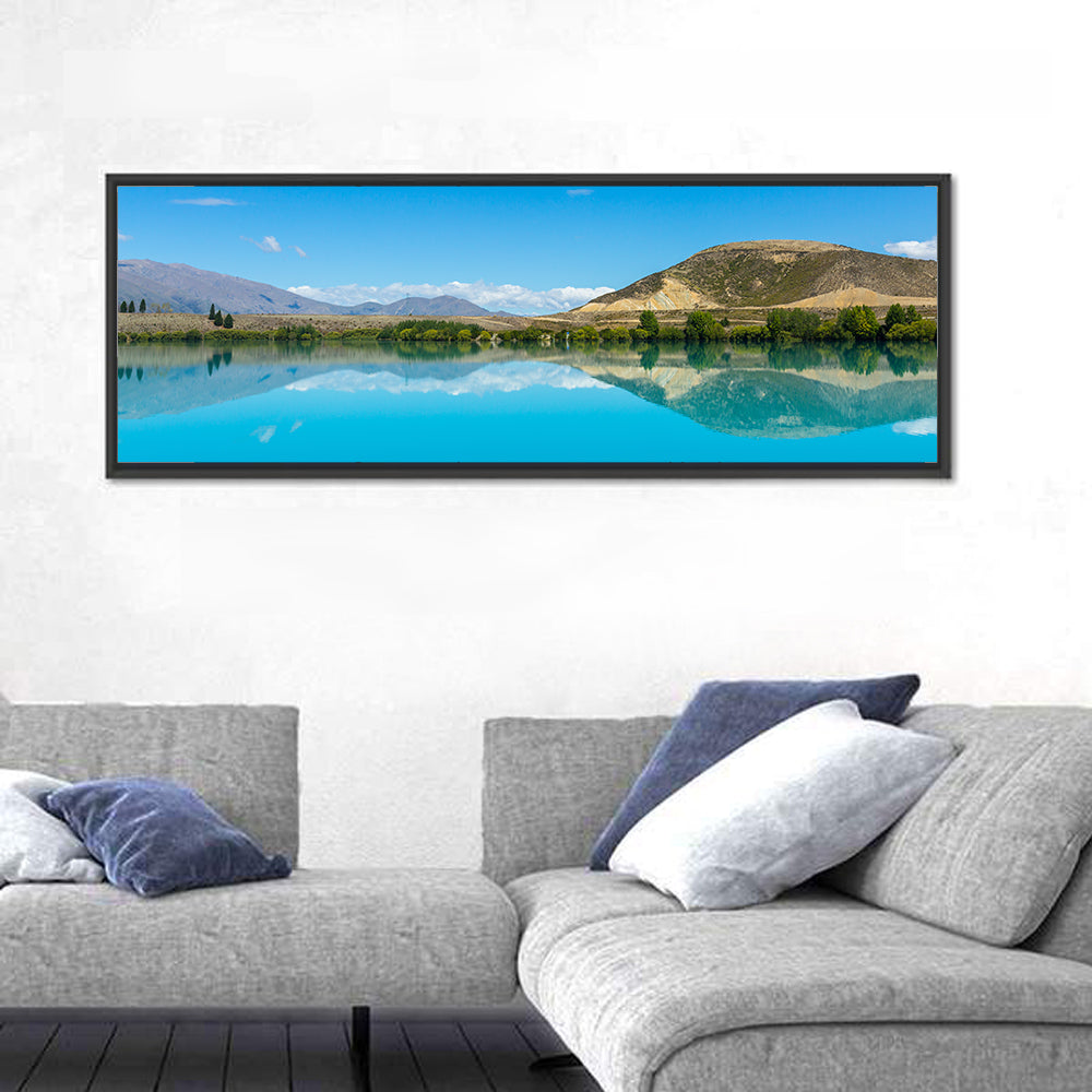 Lake Ruataniwha Wall Art in a room, panoramic