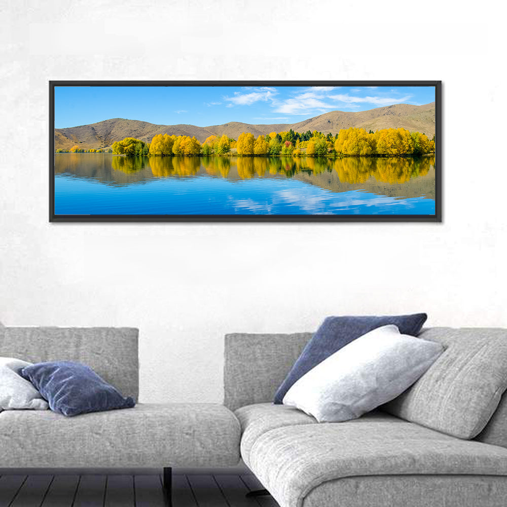 Lake Ruataniwha Wall Art in a room, panoramic