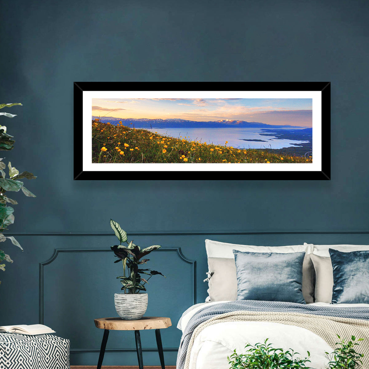 Abisko National Park Sunrise Wall Art in a room, panoramic