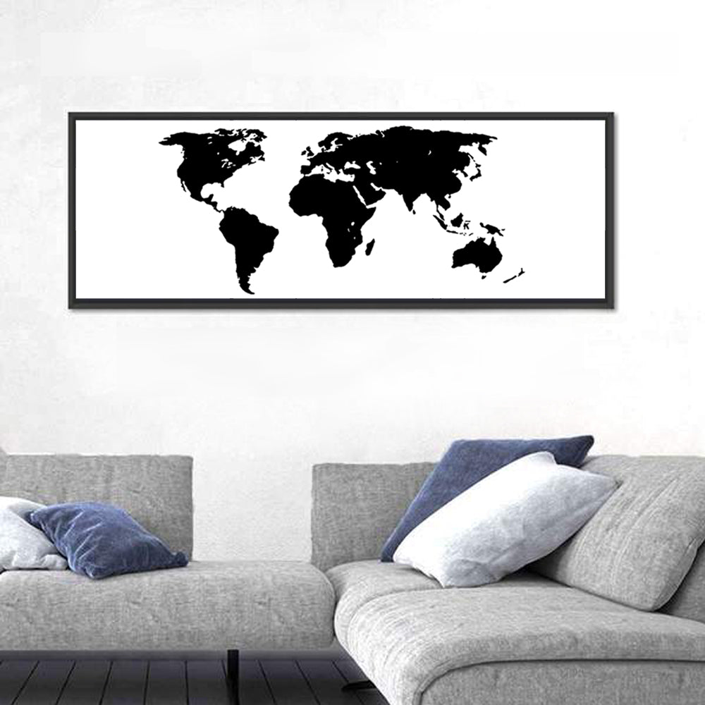 Minimalist Black World Map Wall Art