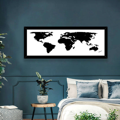Black World Map Wall Art