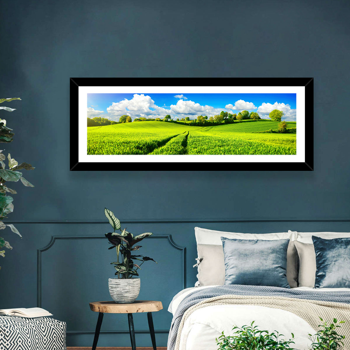 Tractor Tracks Through Green Rolling Hills Wall Art