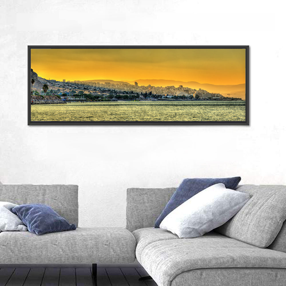 Tiberias from the Sea of Galilee Wall Art in a room, panoramic