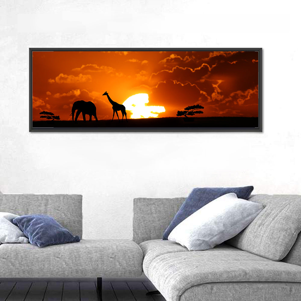 Safari Sunset Silhouettes Wall Art