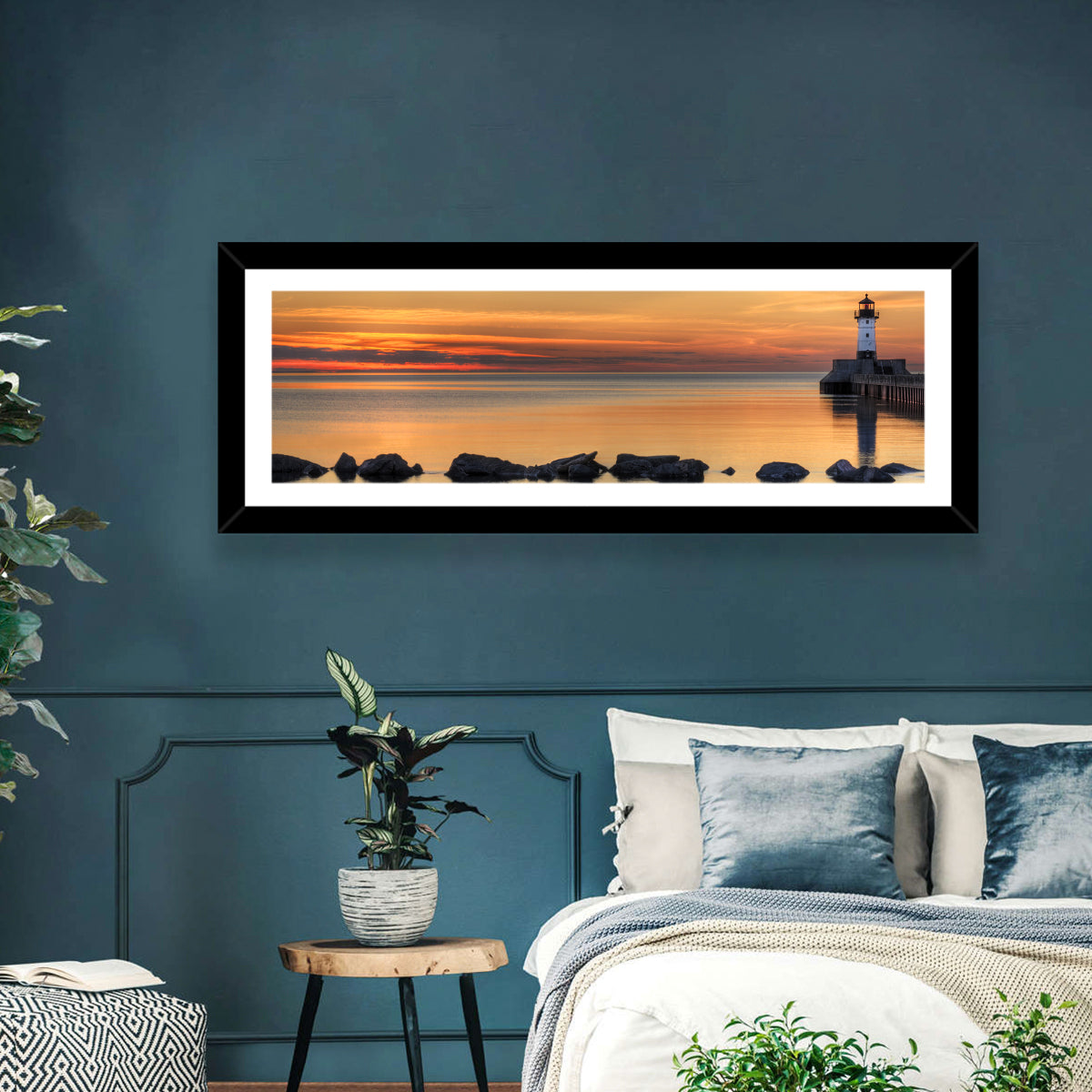 Duluth North Pier Lighthouse Sunset Wall Art