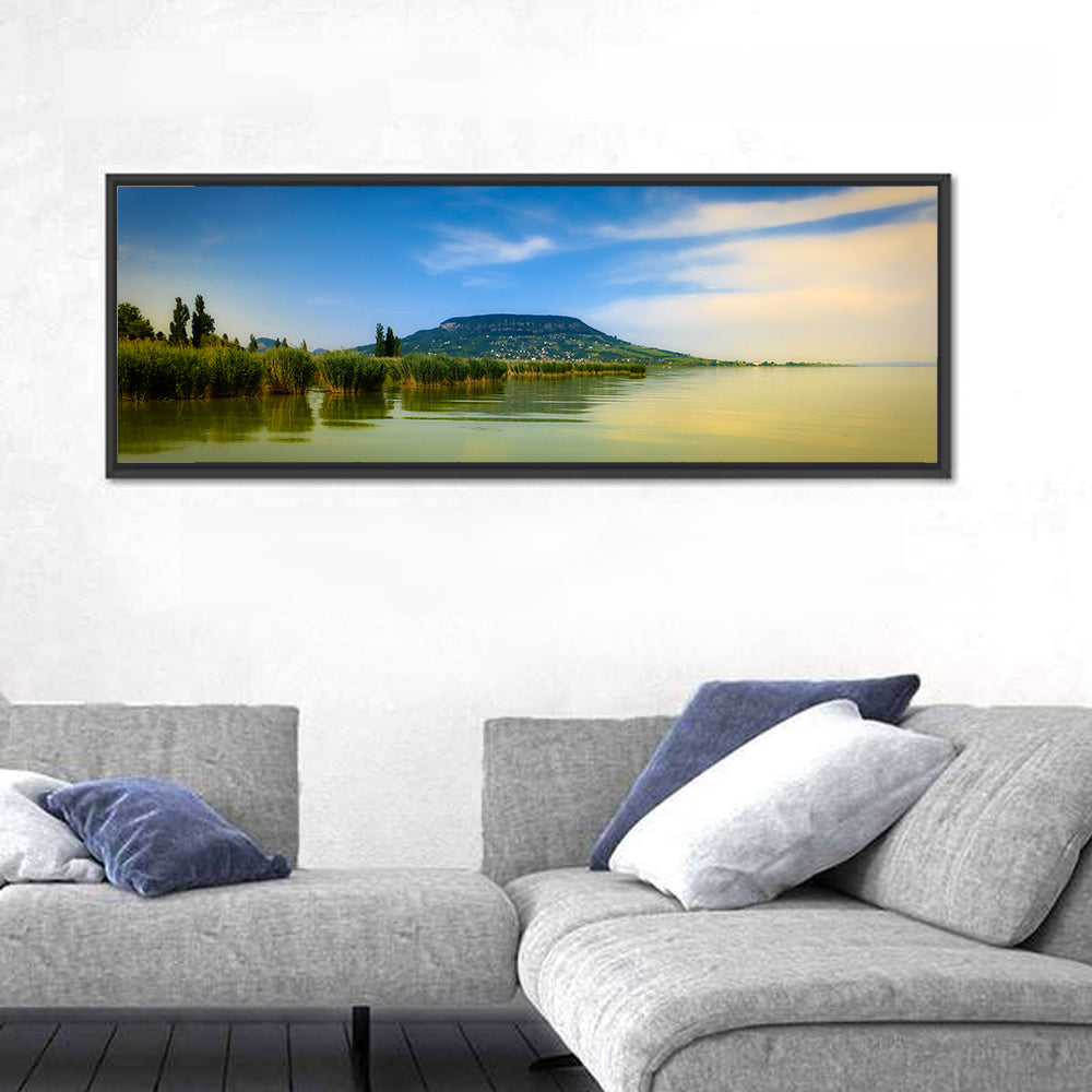 Lake Balaton Wall Art in a room, panoramic