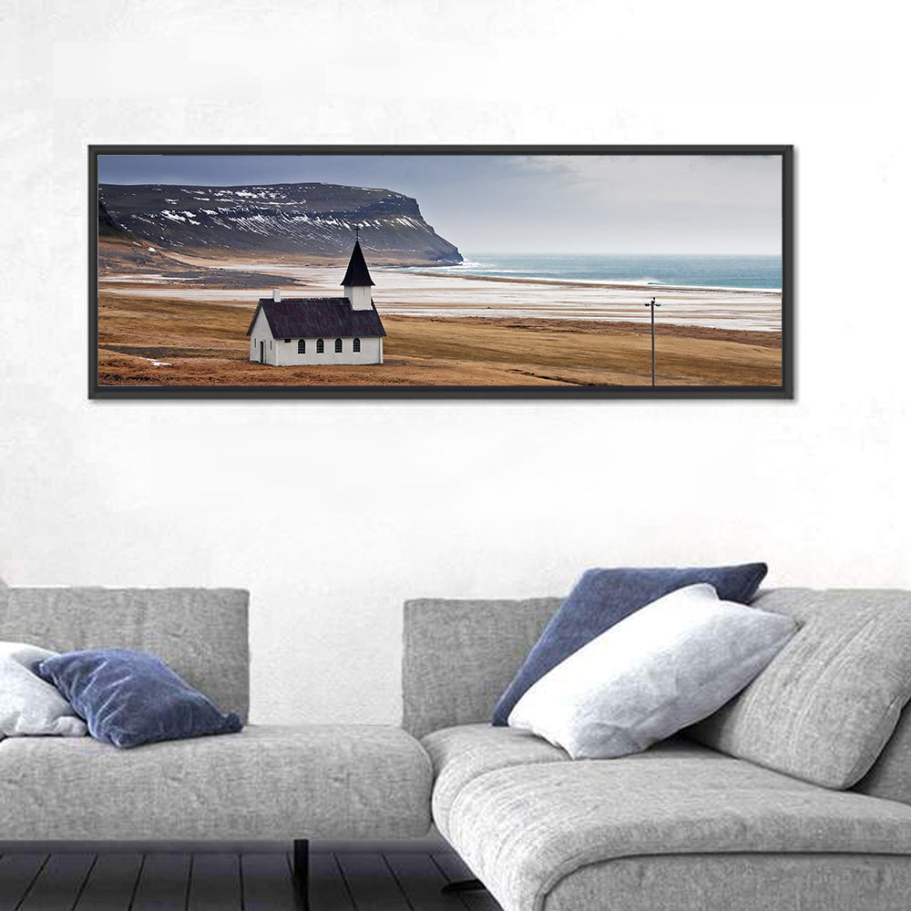 Icelandic Church with Dark Steeple Wall Art