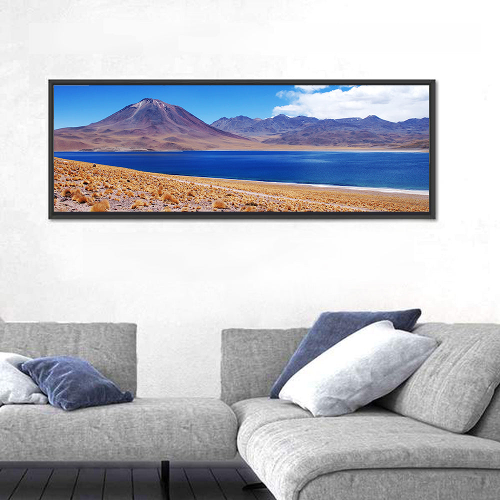 Miscanti Lagoon and Miñiques Volcano Wall Art in a room, panoramic