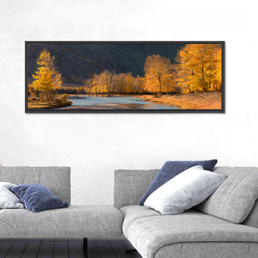 Autumn River Through Golden Forest Wall Art