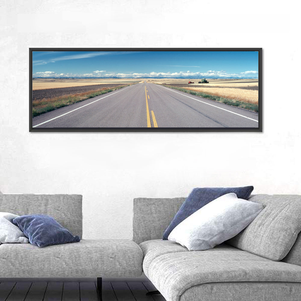 Infinite Road, Montana Wall Art in a room, panoramic