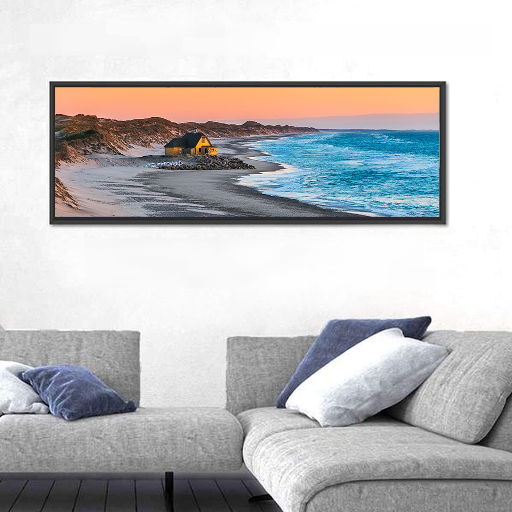 Gammel Skagen Beach House Wall Art in a room, panoramic