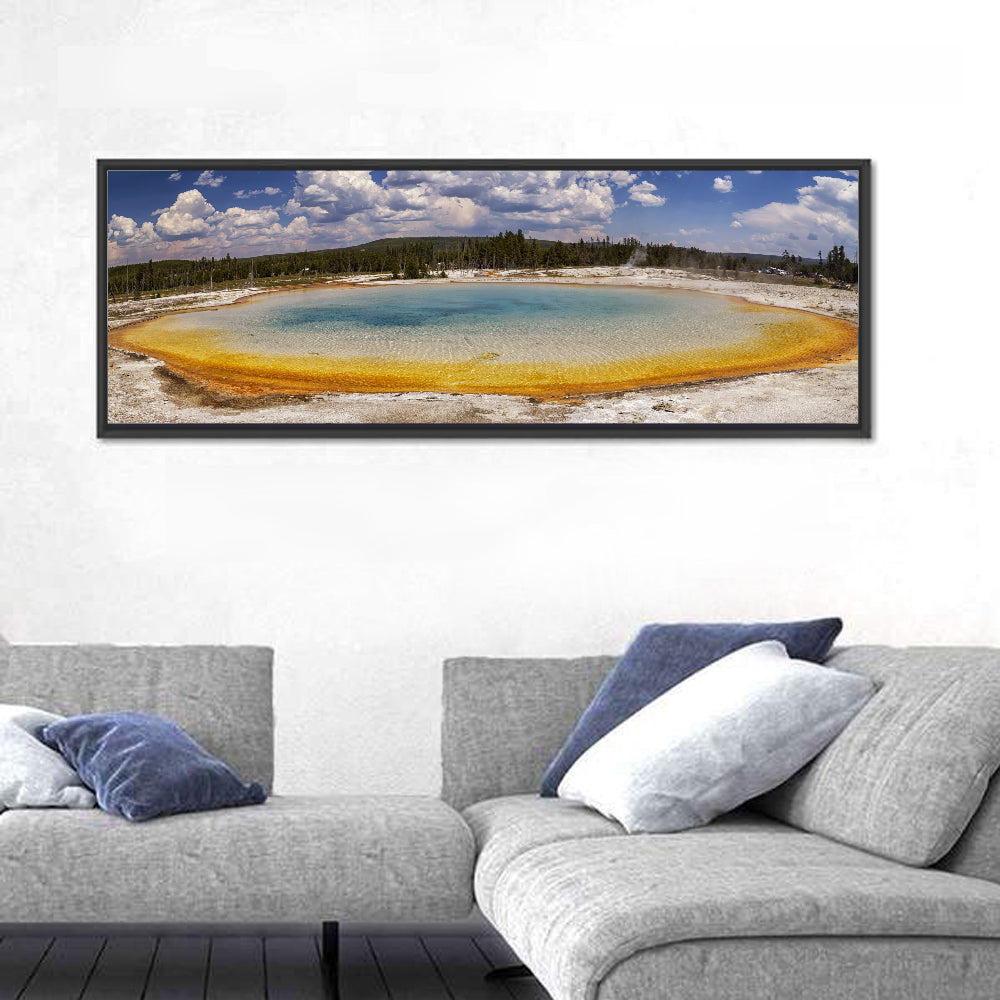 Black Sand Basin, Yellowstone Wall Art in a room, panoramic