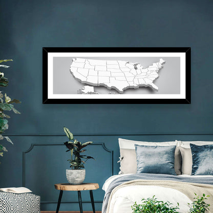 USA 3D Map Wall Art