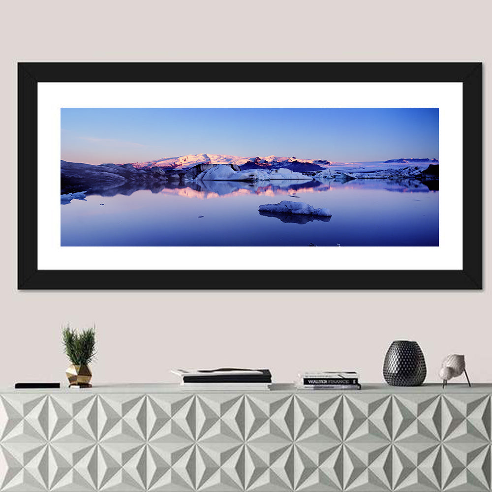 Jokulsarlon Glacier Lagoon Wall Art in a room, panoramic