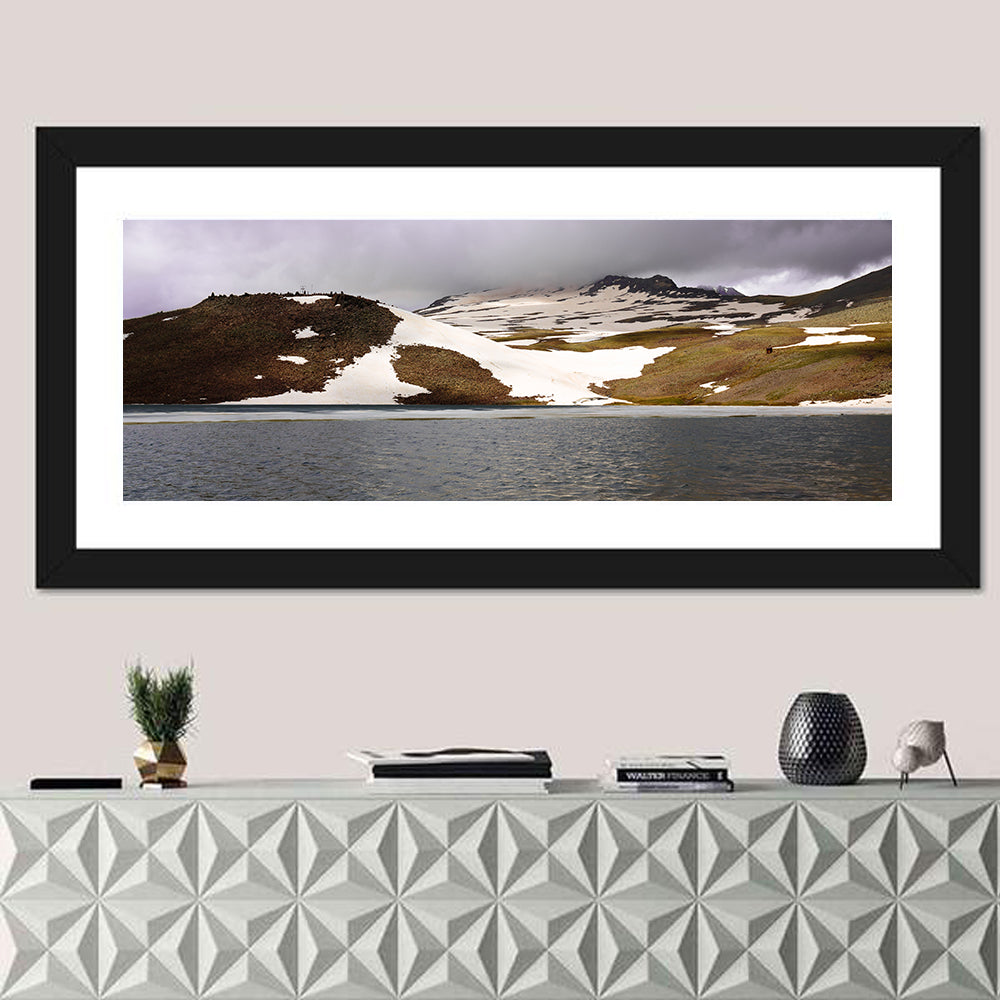 Lake Kari, Armenia Wall Art in a room, panoramic