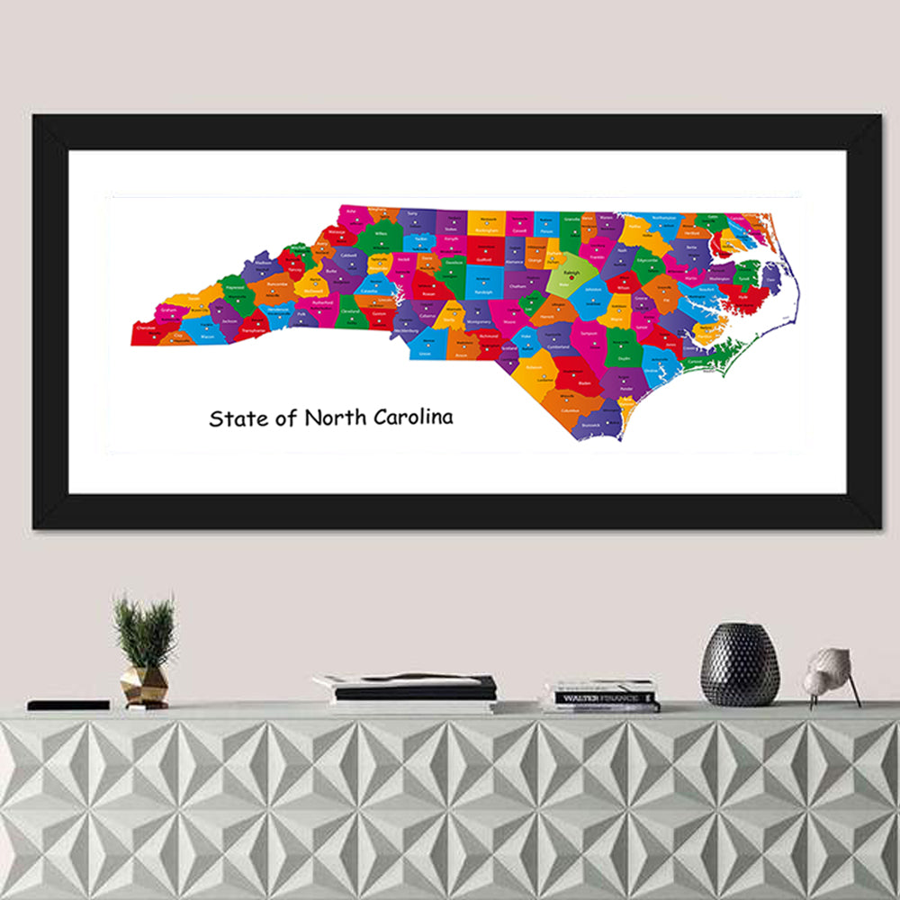 Colorful North Carolina Map Wall Art