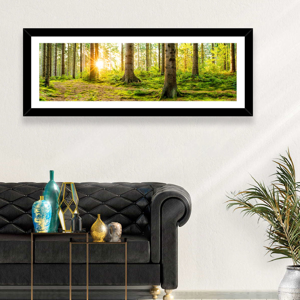 Sunburst Over Mossy Forest Wall Art