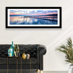 Cloudy Lake Pier at Dusk Wall Art