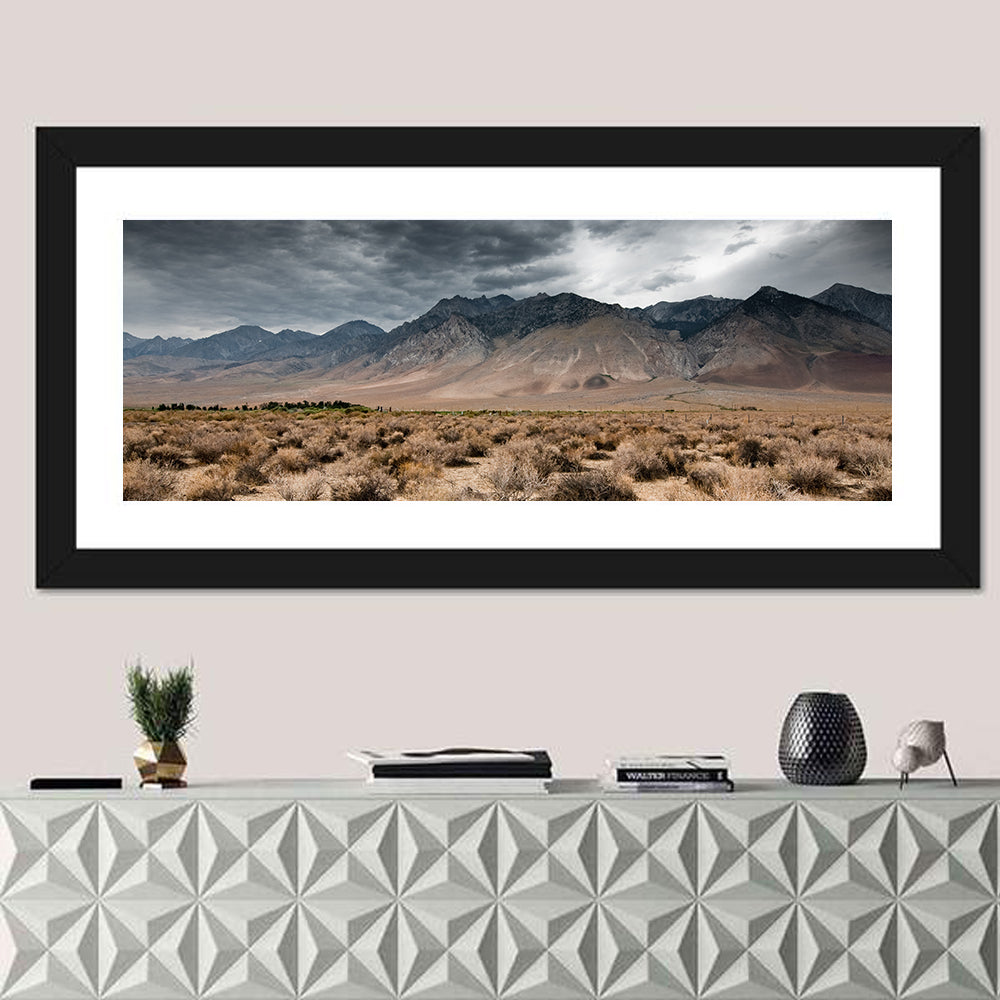 Storm Over Death Valley Wall Art in a room, panoramic